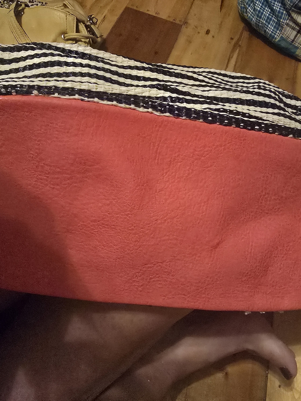 Striped Navy & White Tote with Coral Trim - Picture 4 of 4